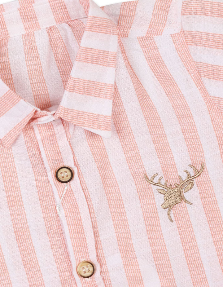 Infant Boys Summer Suit Peach Stripes Premium Turkish Collection at Zubaidas Official Pakistan 