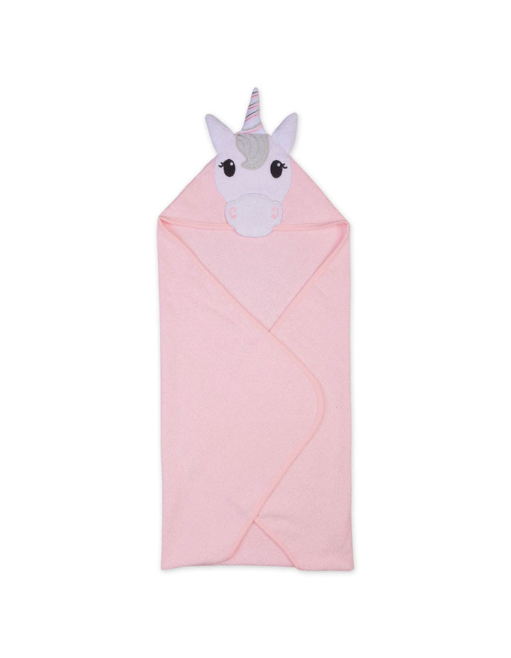 Infant Girl Bath Towel Hooded Unicorn Pink at Zubaidas