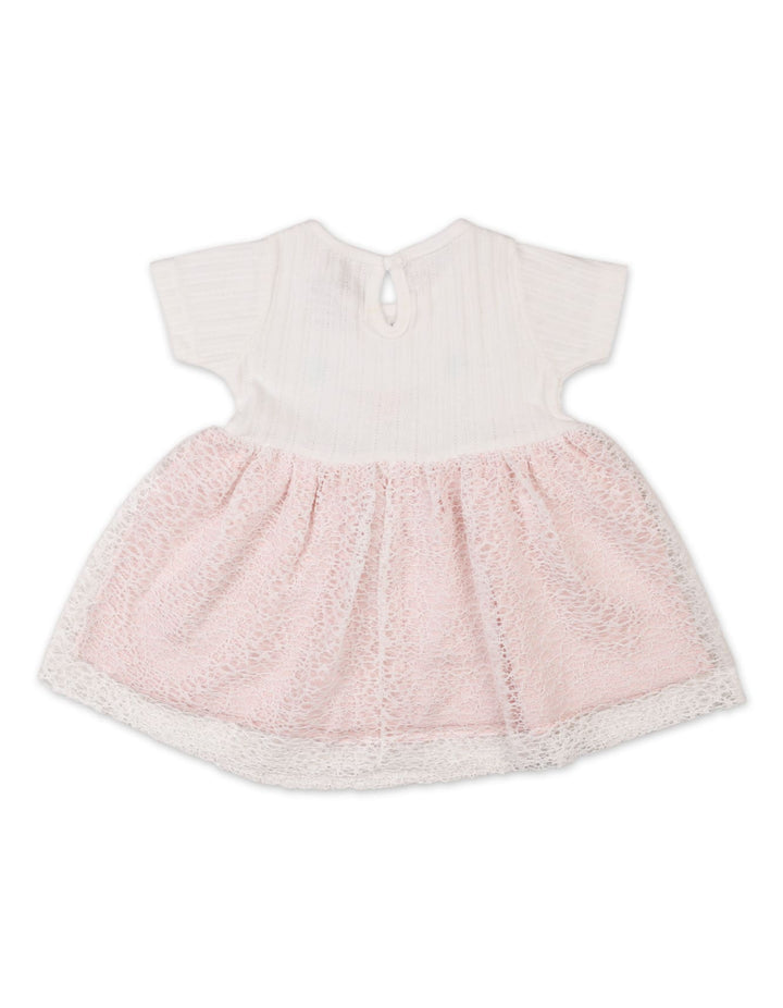 Infant Girls Summer Dress White and Peach Premium Turkish Collection at Zubaidas Official Pakistan