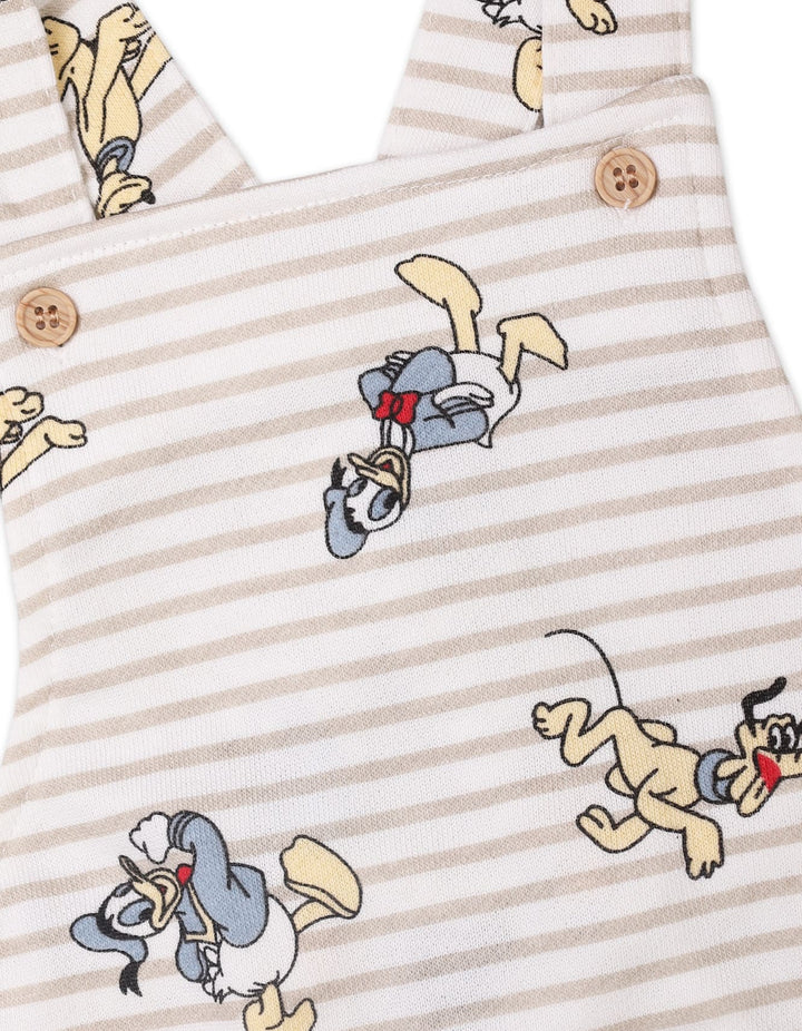 Infants 2 Pieces Dungaree Winter Wear Bambies Striped Cream and Beige at Zubaidas Official Pakistan