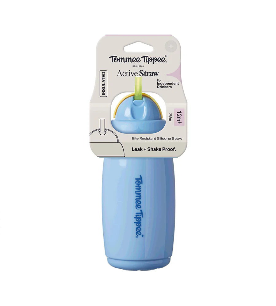Insulated Sporty Spout and Straw Cup Tommee Tippee 12M+ 266ml Blue 448013 at Zubaidas