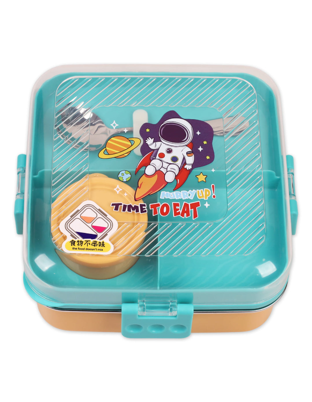 Lunch Box Space Theme Stainless Steel Compartments, Spoon &amp; Side Container – Safe, Durable &amp; Perfect for School from Zubaidas® - Pakistan’s No. 1 and the most trusted baby and kids store for over 50 years. Nationwide Delivery. Best Prices.