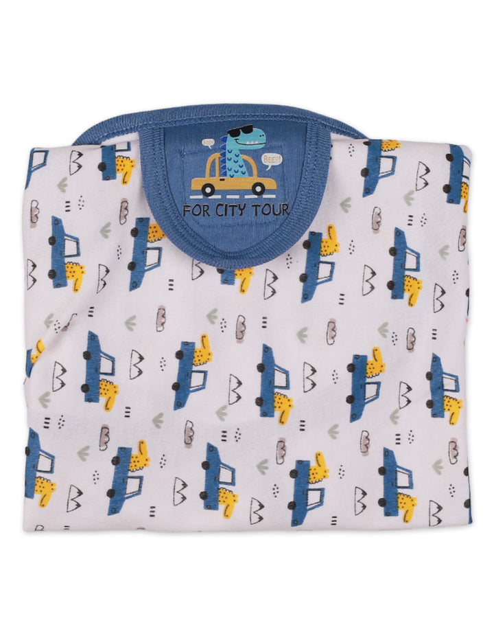Newborn Baby Boys Swaddling Sheet Bambies Dino Blue at Zubaidas