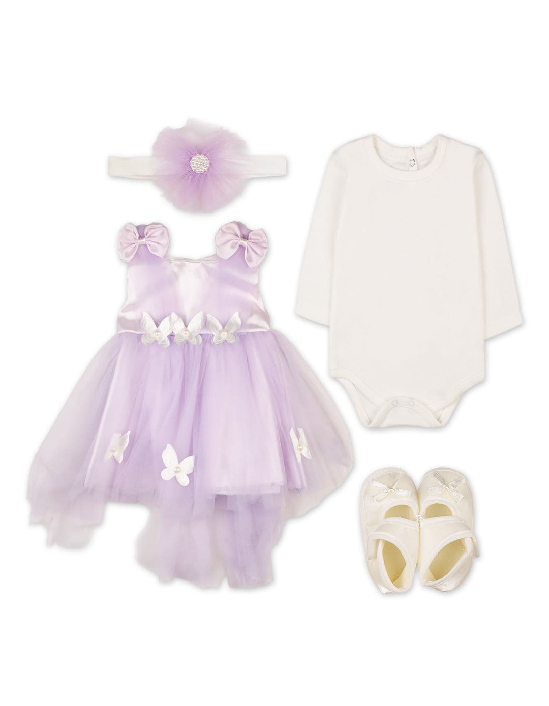 Newborn Baby Girls Gift Sets Bambies 4 Pieces Lilac and White at Zubaidas