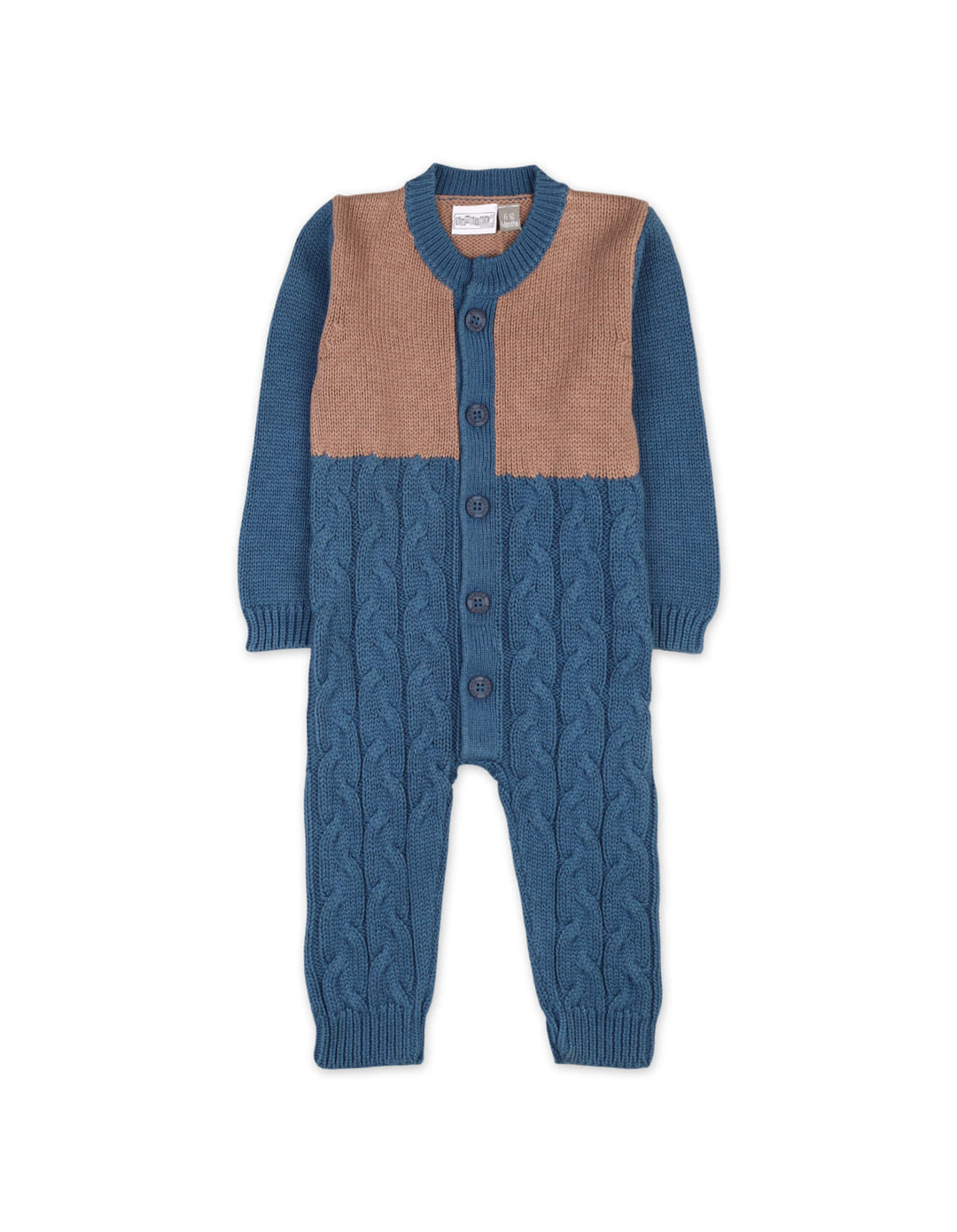 Newborn Baby Winter Two Tone Rompers Bambies Brown and Blue at Zubaidas