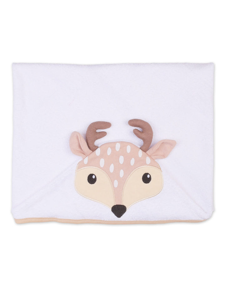 Newborn Bath Towel Hooded Deer White and Beige at Zubaidas Online Pakistan