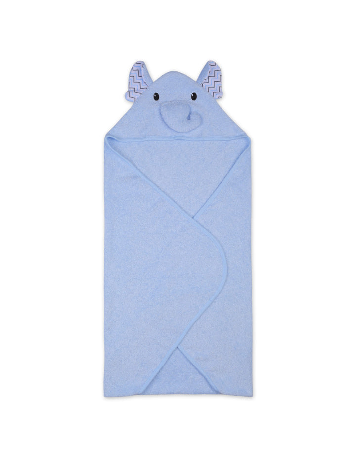 Newborn Boys Bath Towel Hooded Elephant Blue at Zubaidas