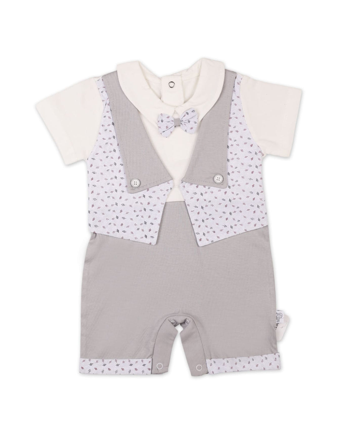 Newborn Boys Summer Romper Grey and White Premium Turkish Collection at Zubaidas