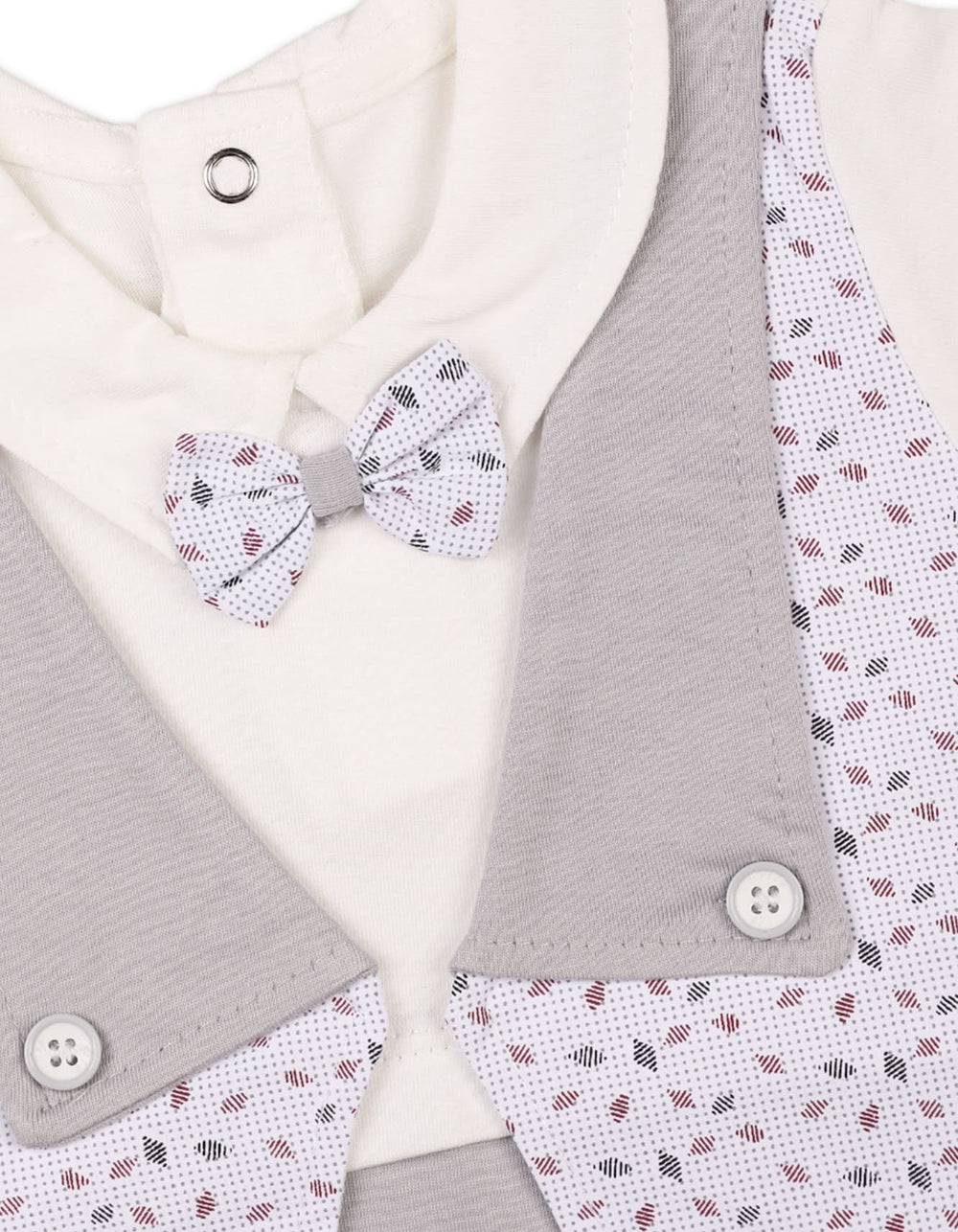 Newborn Boys Summer Romper Grey and White Premium Turkish Collection at Zubaidas Official Pakistan