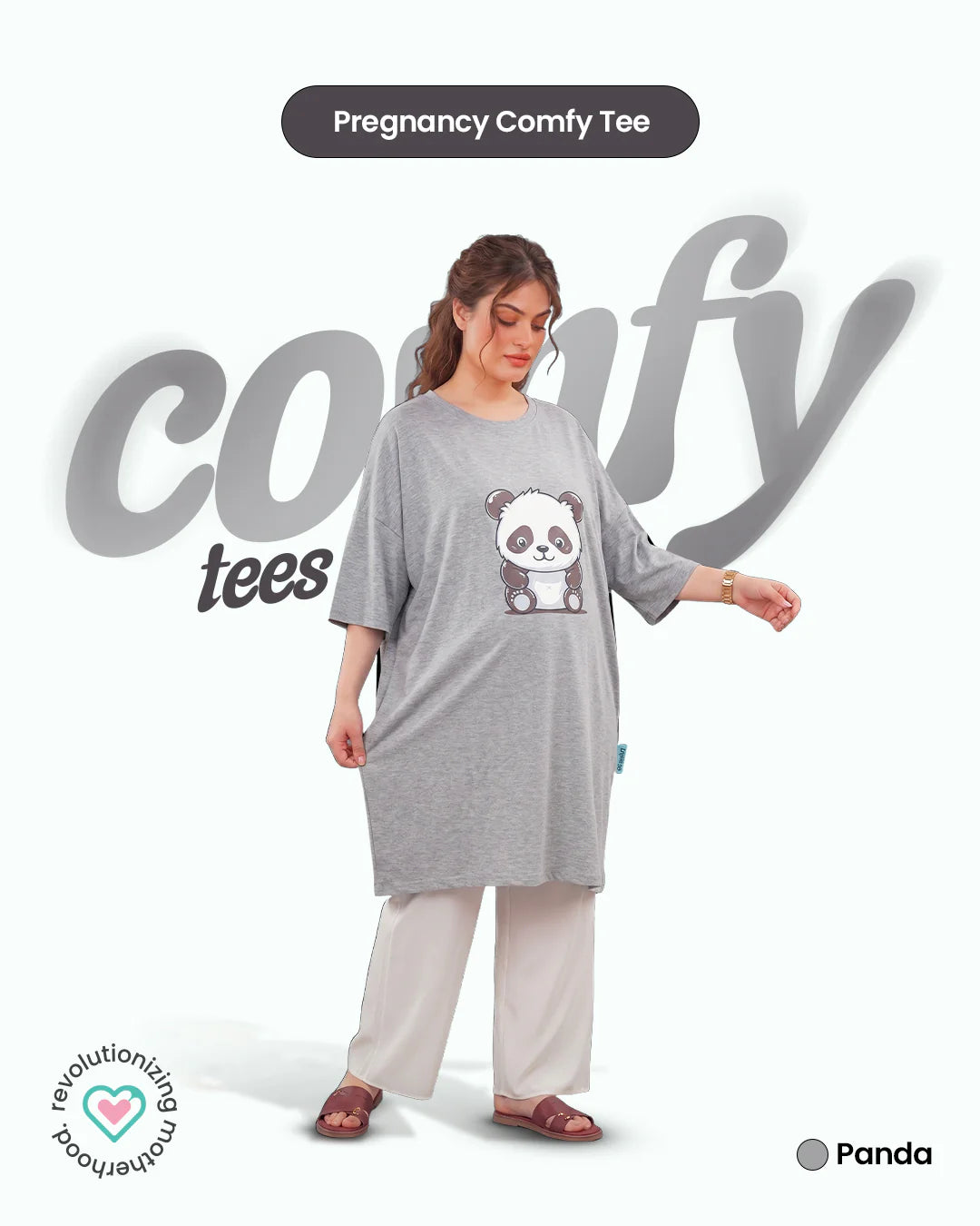 Ornavo Panda Comfy Tee in Grey at Zubaidas