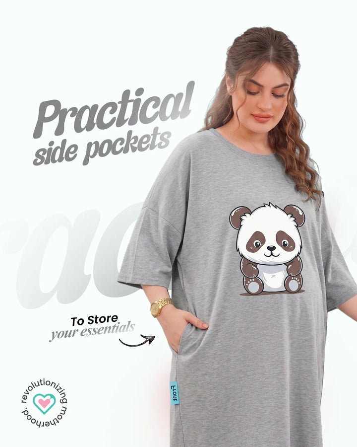 Ornavo Panda Comfy Tee in Grey at Zubaidas Parents Favorite Online Baby Store in Pakistan