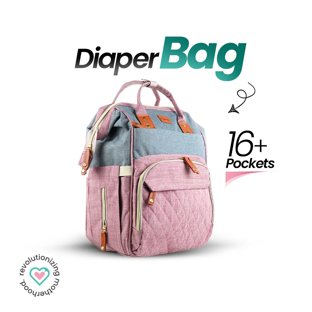 Ornavo Pink and Grey Maternity Bag at Zubaidas