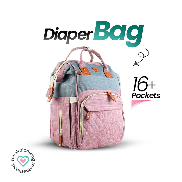 Ornavo Pink and Grey Maternity Bag at Zubaidas