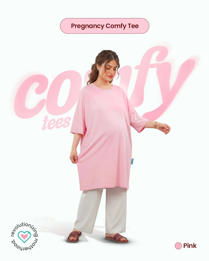Ornavo Plain Pink Comfy Tee at Zubaidas