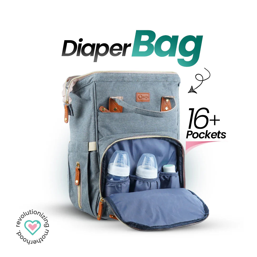 Ornavo Smooth Gray Baby Carry Diaper Bag at Zubaidas