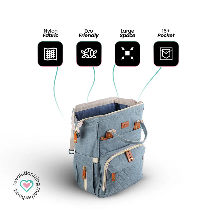 Ornavo Smooth Gray Baby Carry Diaper Bag at Zubaidas Online Pakistan