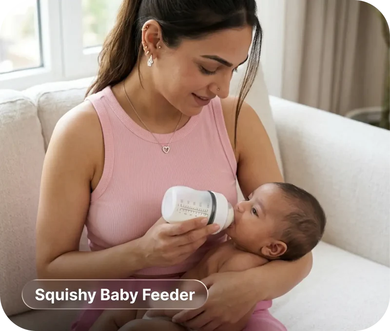 Ornavo Squishy Silicone Baby Feeder Bottle Soft Anti-Colic Breast-Like Feel at Zubaidas Where Moms Love to Shop in Pakistan