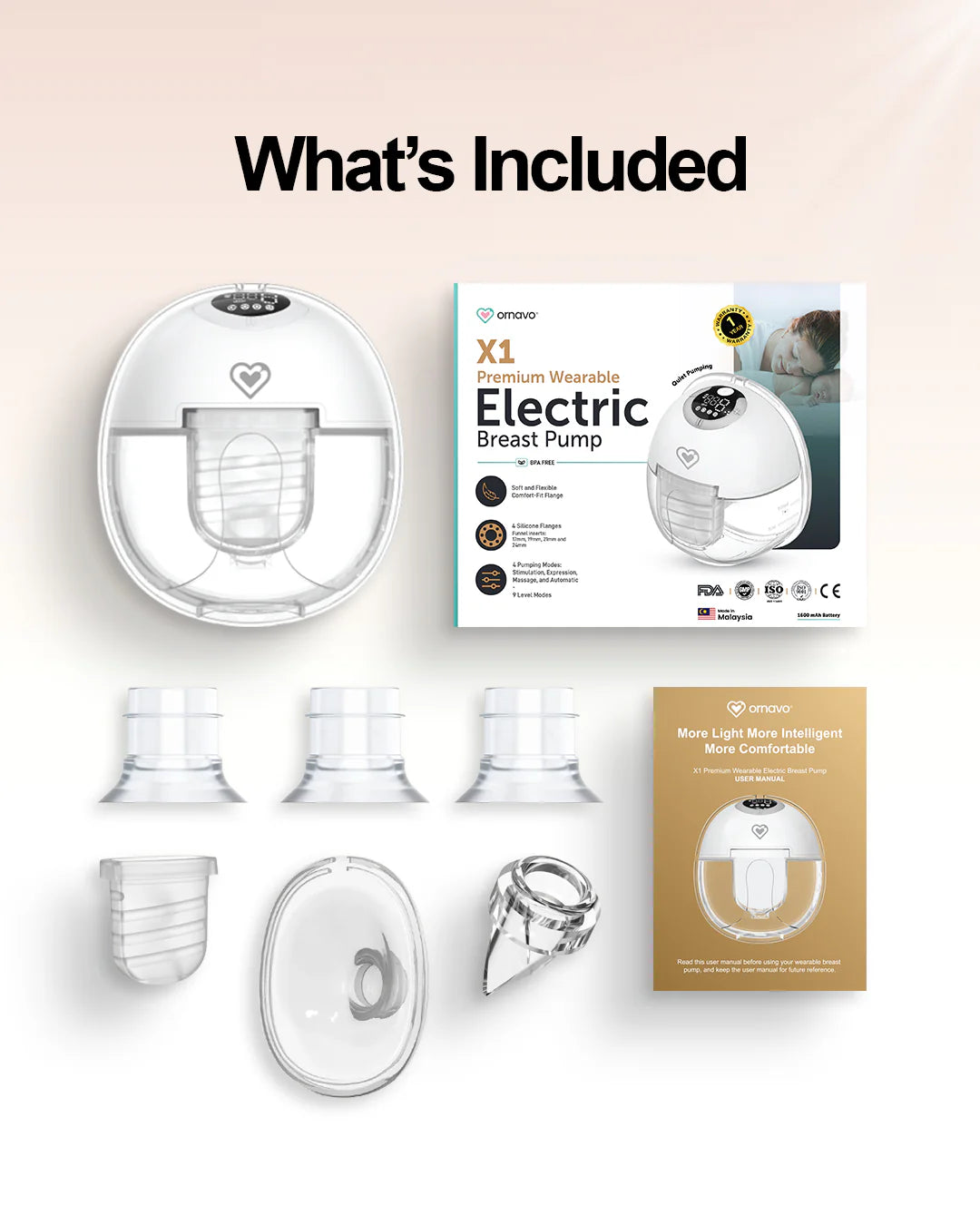 Ornavo X1 Premium Wearable Breast Pump at Zubaidas Babyshop Pakistan