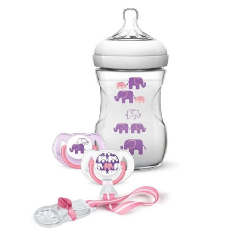 Philips AVENT Natural 260 ML Elephant Design Gift Set SCD628/13 at Zubaidas Official™ Pakistan