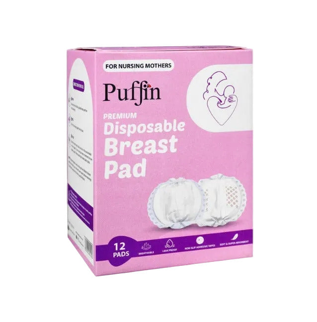 Puffin Premium Disposable Breast Nursing Pads Pack of 12 at Zubaidas
