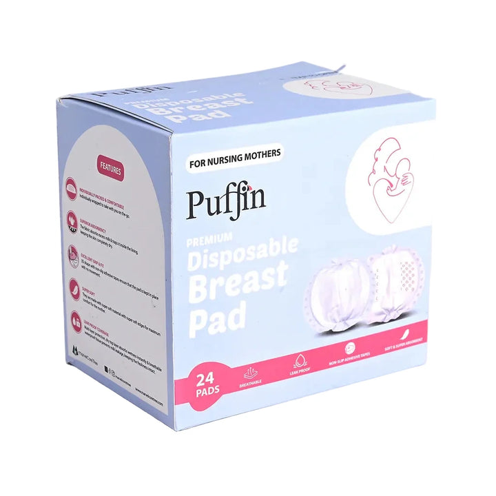 Puffin Premium Disposable Breast Nursing Pads Pack of 24 at Zubaidas