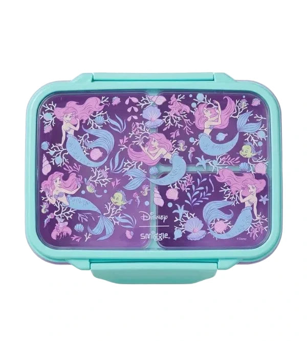 Smiggle Disney Mermaid Trio Large BPA and Phthalates Free Bento Plastic Lunch Box 1200 ML SM254098 at Zubaidas
