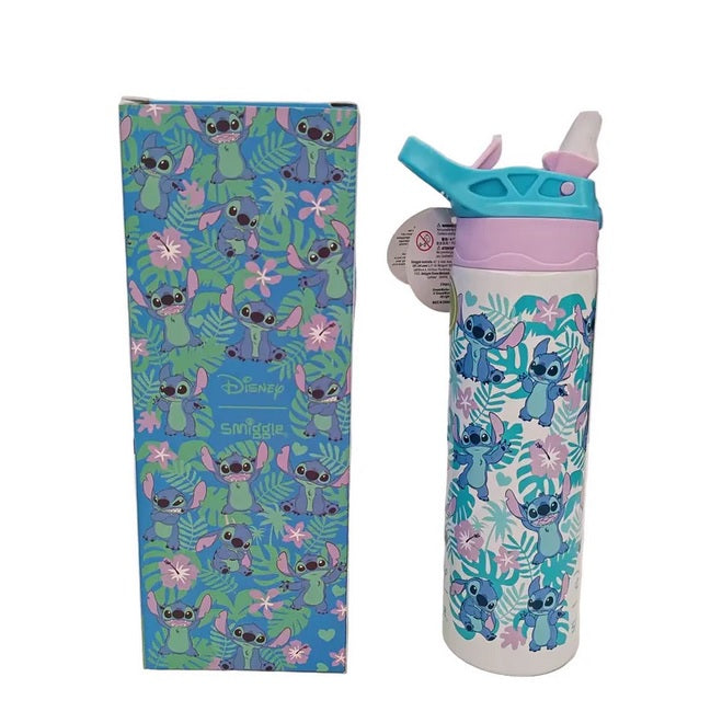 Smiggle Disney Stitch 520 ml Push Button Straw Insulated Metal Water Bottle at Zubaidas Official Pakistan
