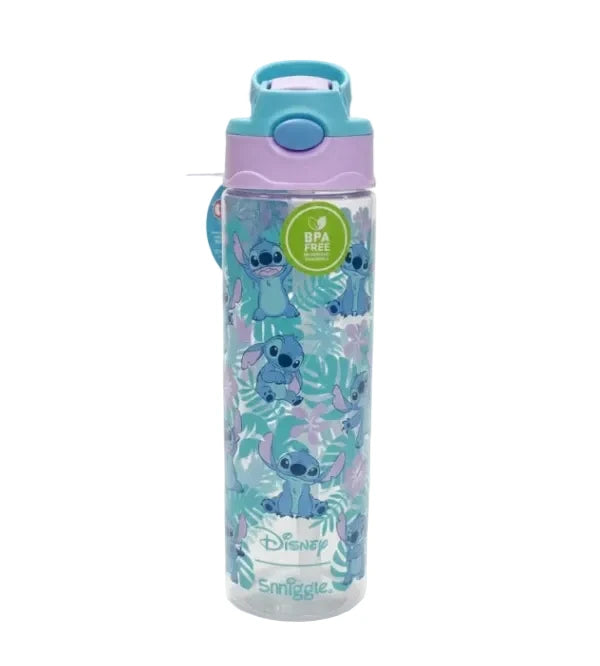 Smiggle Disney Stitch 680 ml Push Button Straw Plastic Water Bottle BPA Free with Strap at Zubaidas