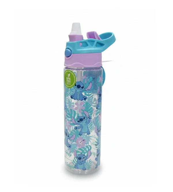 Smiggle Disney Stitch 680 ml Push Button Straw Plastic Water Bottle BPA Free with Strap at Zubaidas Official Pakistan