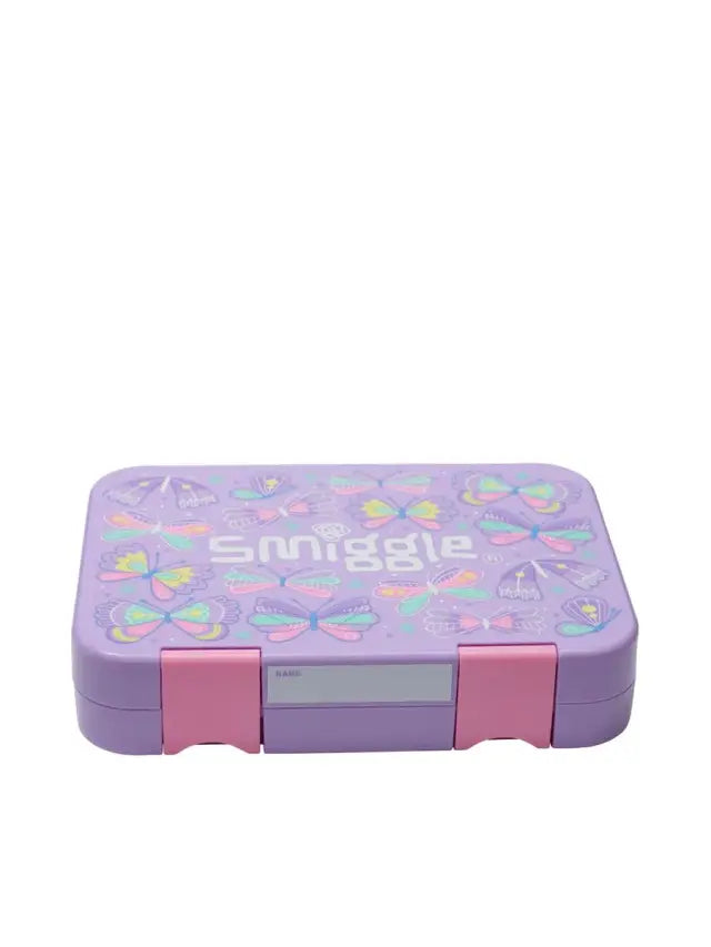 Smiggle Flutter Butterfly 4 Compartments Food Safe BPA and Phthalates Free Bento Plastic Medium 758 ml Lunch Box at Zubaidas Official Pakistan
