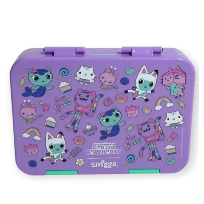 Smiggle Gabbys Dollhouse 4 Compartments Food Safe BPA and Phthalates Free Bento Plastic Medium 758 ml Lunch Box at Zubaidas