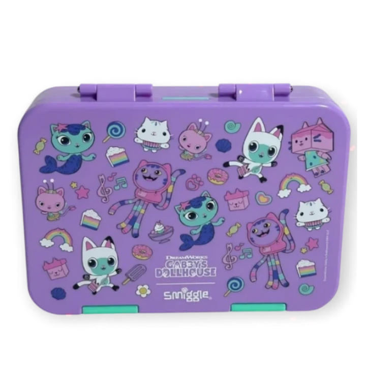 Smiggle Gabbys Dollhouse 4 Compartments Food Safe BPA and Phthalates Free Bento Plastic Medium 758 ml Lunch Box at Zubaidas