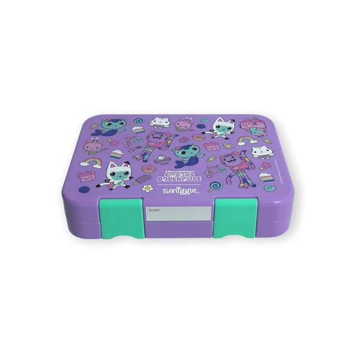 Smiggle Gabbys Dollhouse 4 Compartments Food Safe BPA and Phthalates Free Bento Plastic Medium 758 ml Lunch Box at Zubaidas Official Pakistan