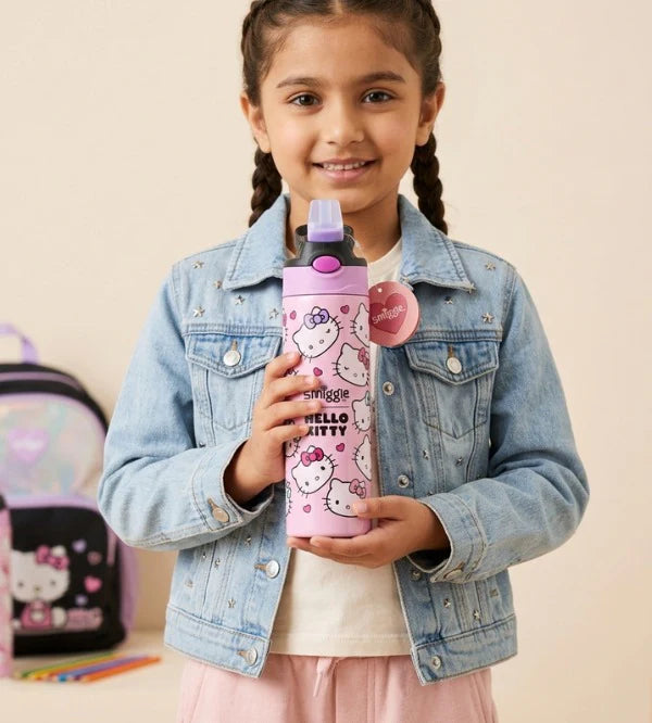 Smiggle Hello Kitty 520 ml Push Button Straw Insulated Metal Water Bottle at Zubaidas Official Pakistan