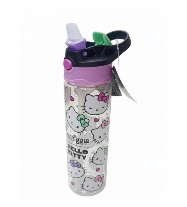 Smiggle Hello Kitty 680 ml Push Button Straw Plastic Water Bottle BPA Free with Strap at Zubaidas Online Pakistan