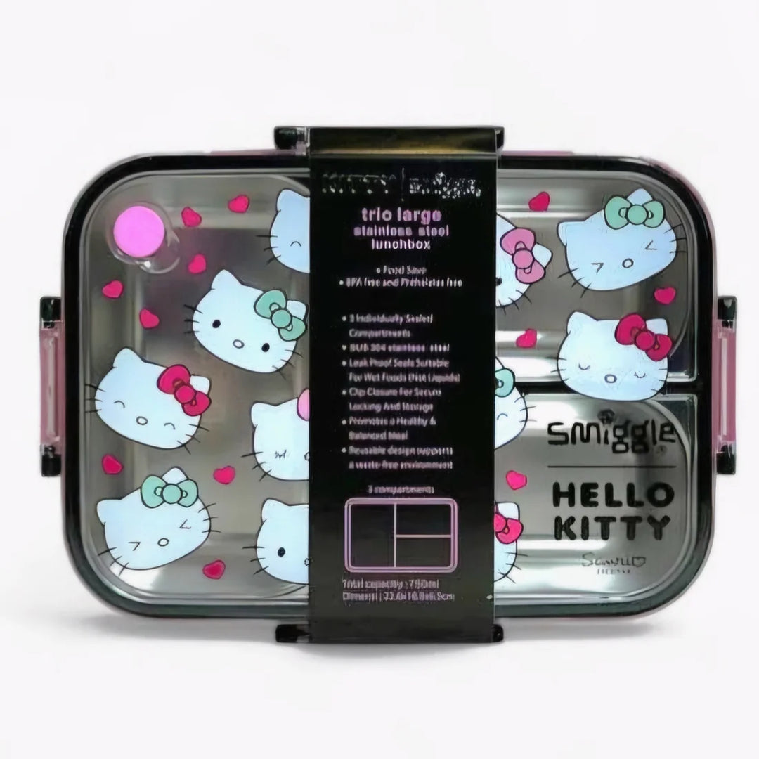 Smiggle Hello Kitty Trio Large Stainless Steel See Me Bento Lunch Box 750 ML SM262198 at Zubaidas Best Online School Store in Pakistan for over 50 years