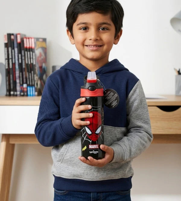 Smiggle Marvel Spider-Man 520 ml Push Button Straw Insulated Metal Water Bottle at Zubaidas Official Pakistan