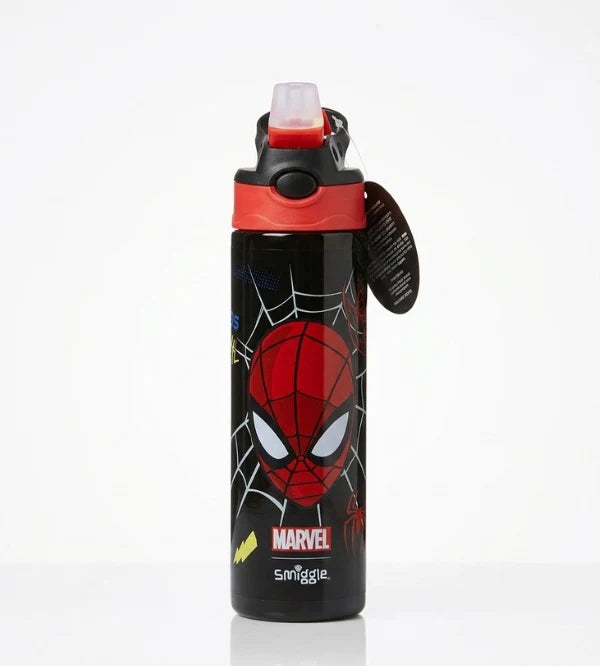Smiggle Marvel Spider-Man 520 ml Push Button Straw Insulated Metal Water Bottle at Zubaidas Online Pakistan