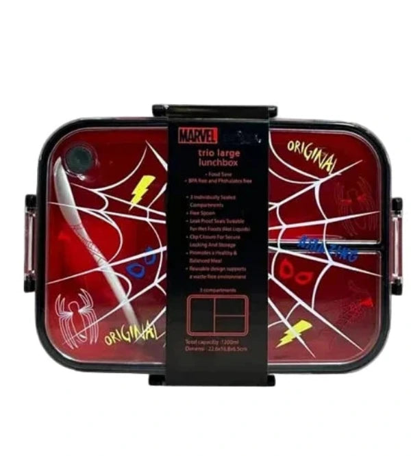 Smiggle Marvel Spider-Man Trio Large BPA and Phthalates Free Bento Plastic Lunch Box 1200 ML SM254098 at Zubaidas