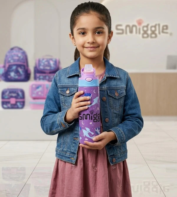 Smiggle Disney Mermaid 520 ml Push Button Straw Insulated Metal Water Bottle at Zubaidas Official Pakistan