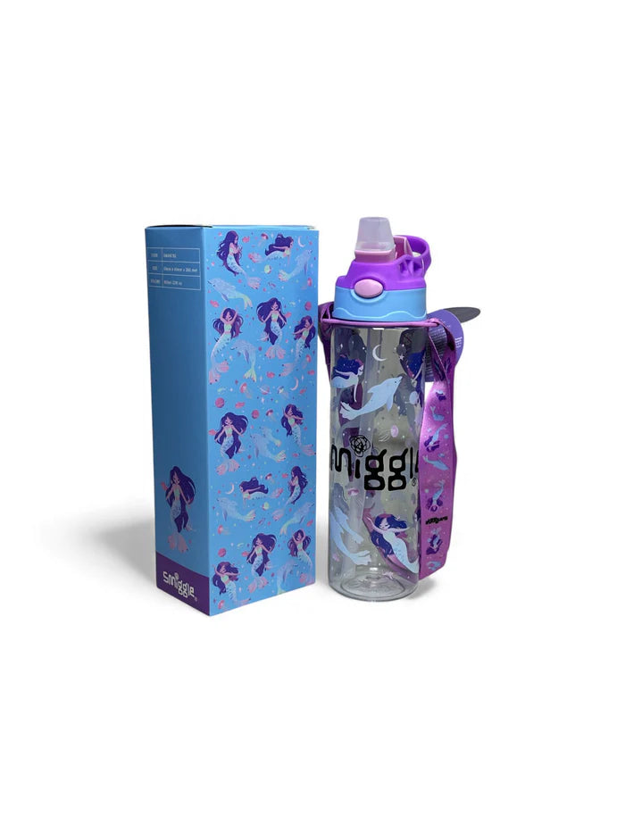 Smiggle Mermaid 680 ml Push Button Straw Plastic Water Bottle BPA Free with Strap at Zubaidas Online Pakistan