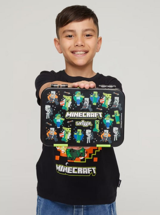 Smiggle Minecraft 4 Compartments Food Safe BPA and Phthalates Free Bento Plastic Medium 758 ml Lunch Box at Zubaidas Moms Favorite Online Baby and Kids Store in Pakistan for over 50 years