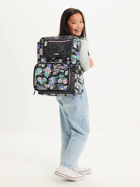 Smiggle School Bag Black Trailblazer Foldover Attach Backpack XL 18 inches at Zubaidas Official Pakistan
