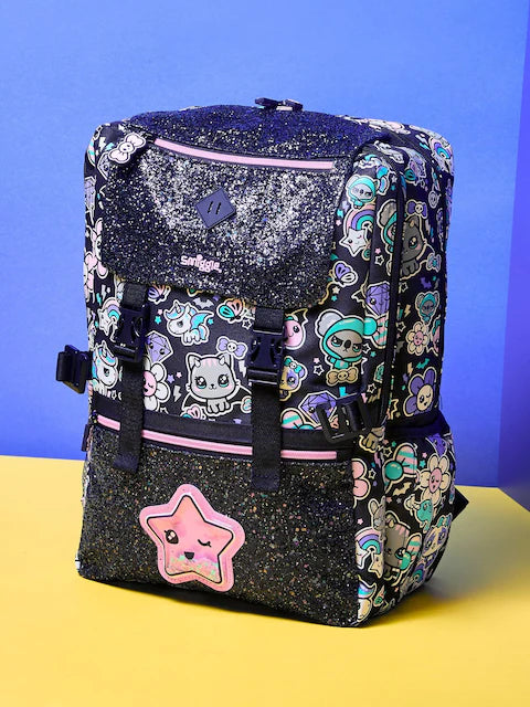 Smiggle School Bag Black Trailblazer Foldover Attach Backpack XL 18 inches at Zubaidas Best Online Baby Store in Pakistan