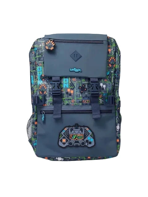Smiggle School Bag Grey Trailblazer Foldover Attach Backpack XL 18 inches at Zubaidas