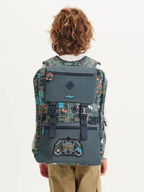 Smiggle School Bag Grey Trailblazer Foldover Attach Backpack XL 18 inches at Zubaidas Official Pakistan