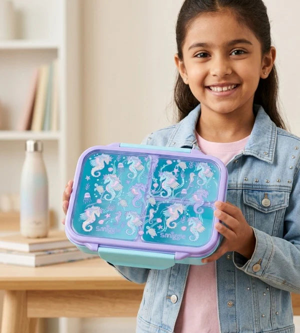 Smiggle Seahorse Unicorn Trio Bento Large Plastic Lunch Box 750 ML at Zubaidas Online Pakistan