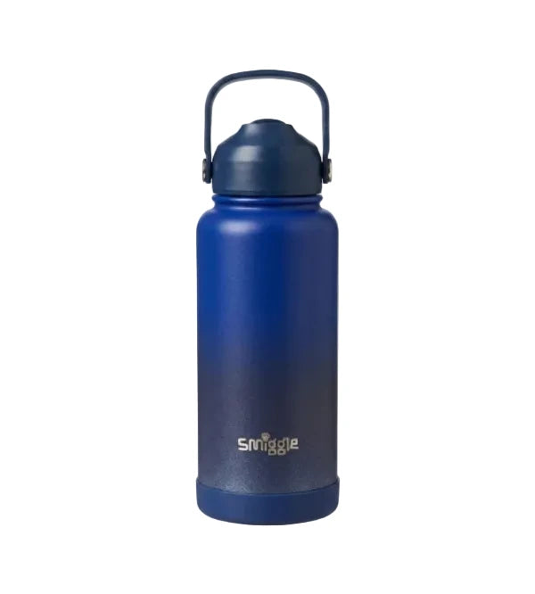 Smiggle Solid Blue 1000ml Straw Insulated Stainless Steel Water Bottle SM1000 at Zubaidas