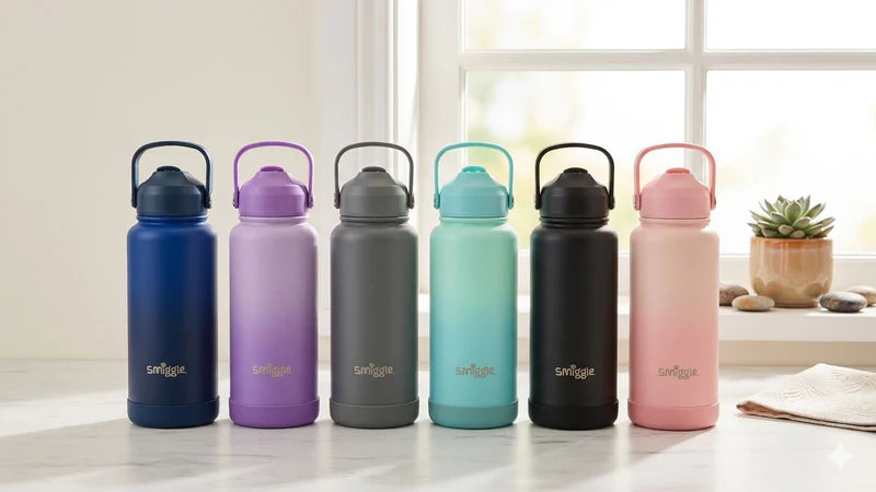 Smiggle Solid Blue 1000ml Straw Insulated Stainless Steel Water Bottle SM1000 at Zubaidas The Biggest Online Baby and Kids Store in Pakistan for over 50 Years