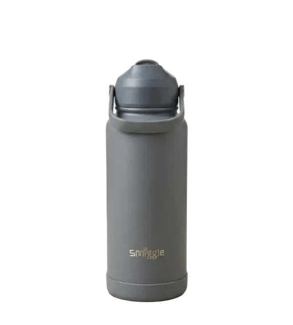 Smiggle Solid Grey 1000ml Straw Insulated Stainless Steel Water Bottle SM1000 at Zubaidas